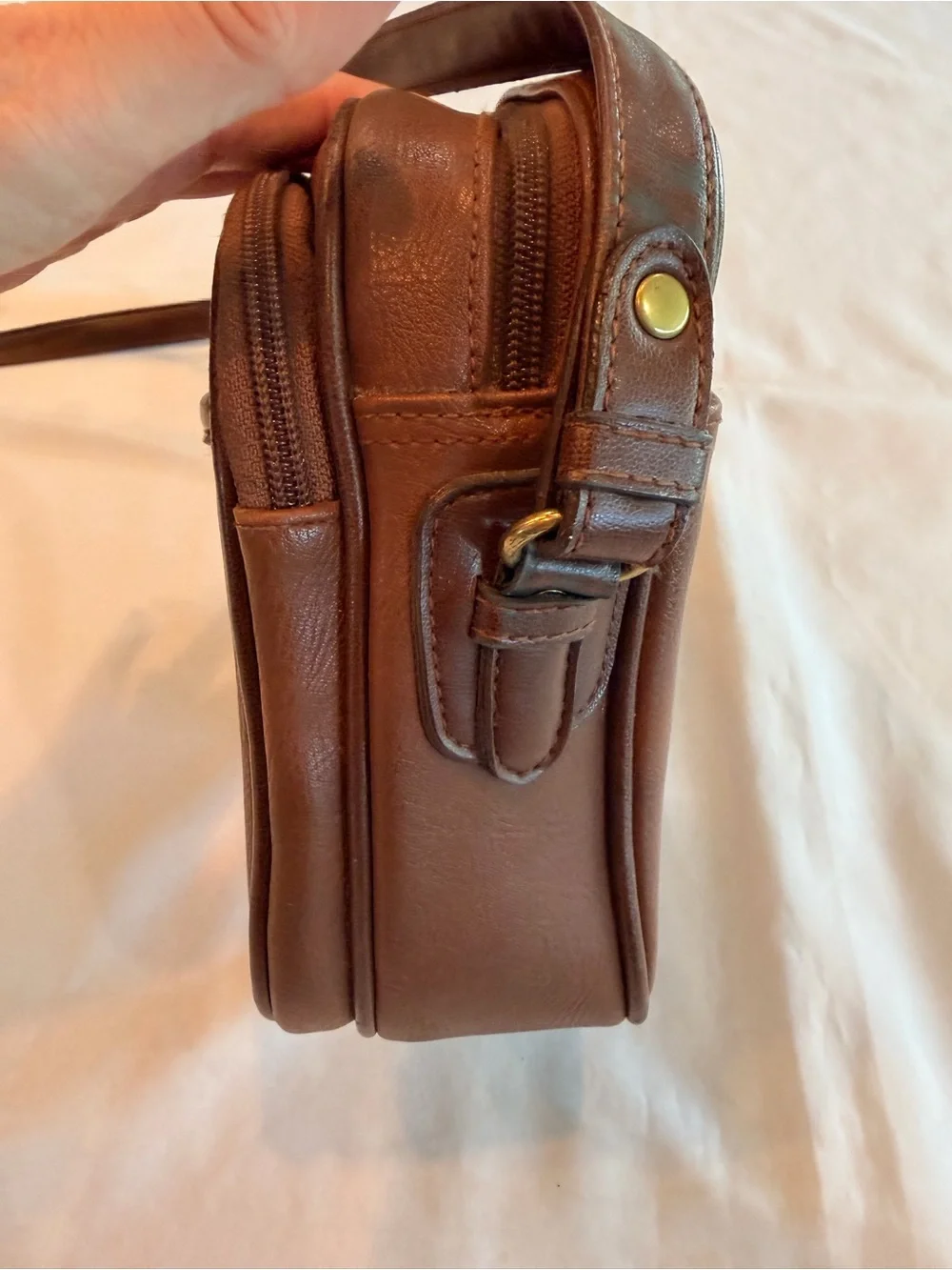Vintage Liz Claiborne Brown Leather Satchel Messenger Crossbody Blazer Bag